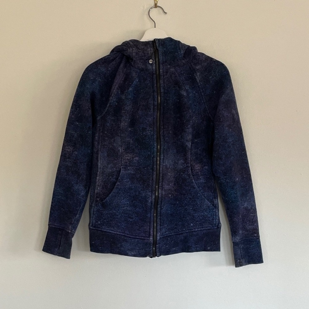Lululemon Scuba Full Zip Hoodie Blue Purple Galaxy Space Dye Print Size 4
